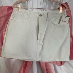 Re/Done Classic White Mini Skirt